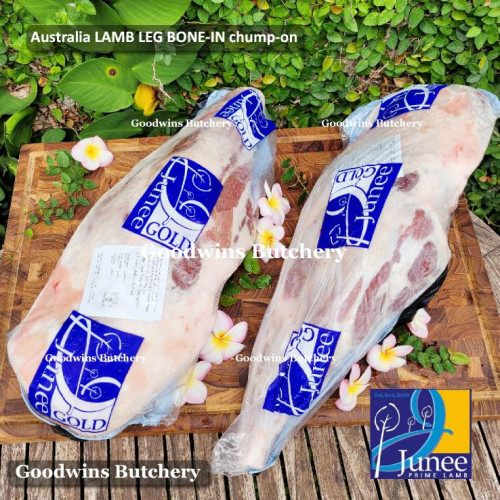 Lamb LEG BONE-IN CHUMP-ON frozen Australia JUNEE GOLD whole cut  +/- 5kg (price/kg)